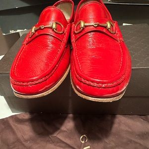 Gucci Men red Leather 1953 Horsebit Loafers